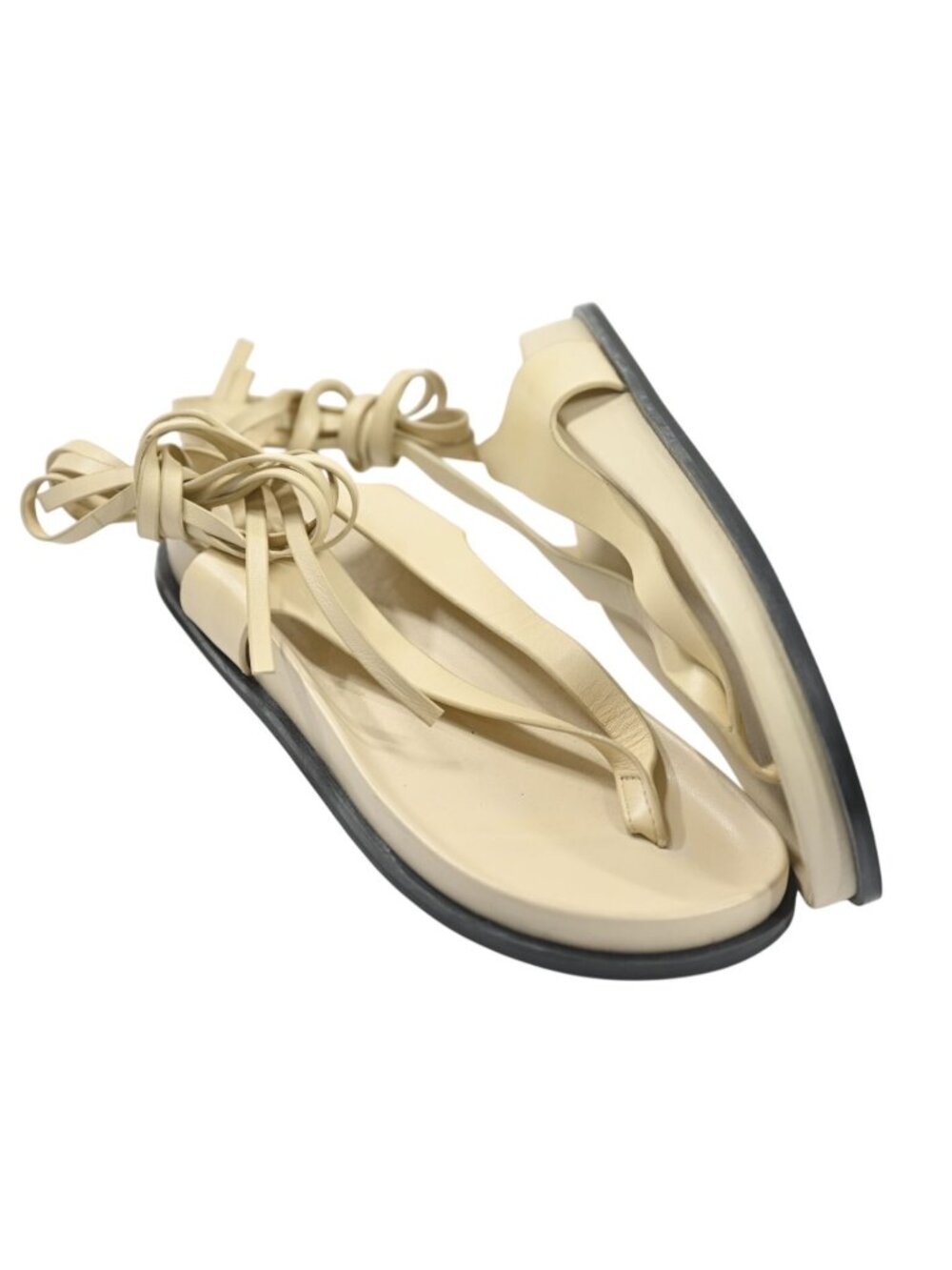 A.Emery Lace-Up Leather Sandals in White